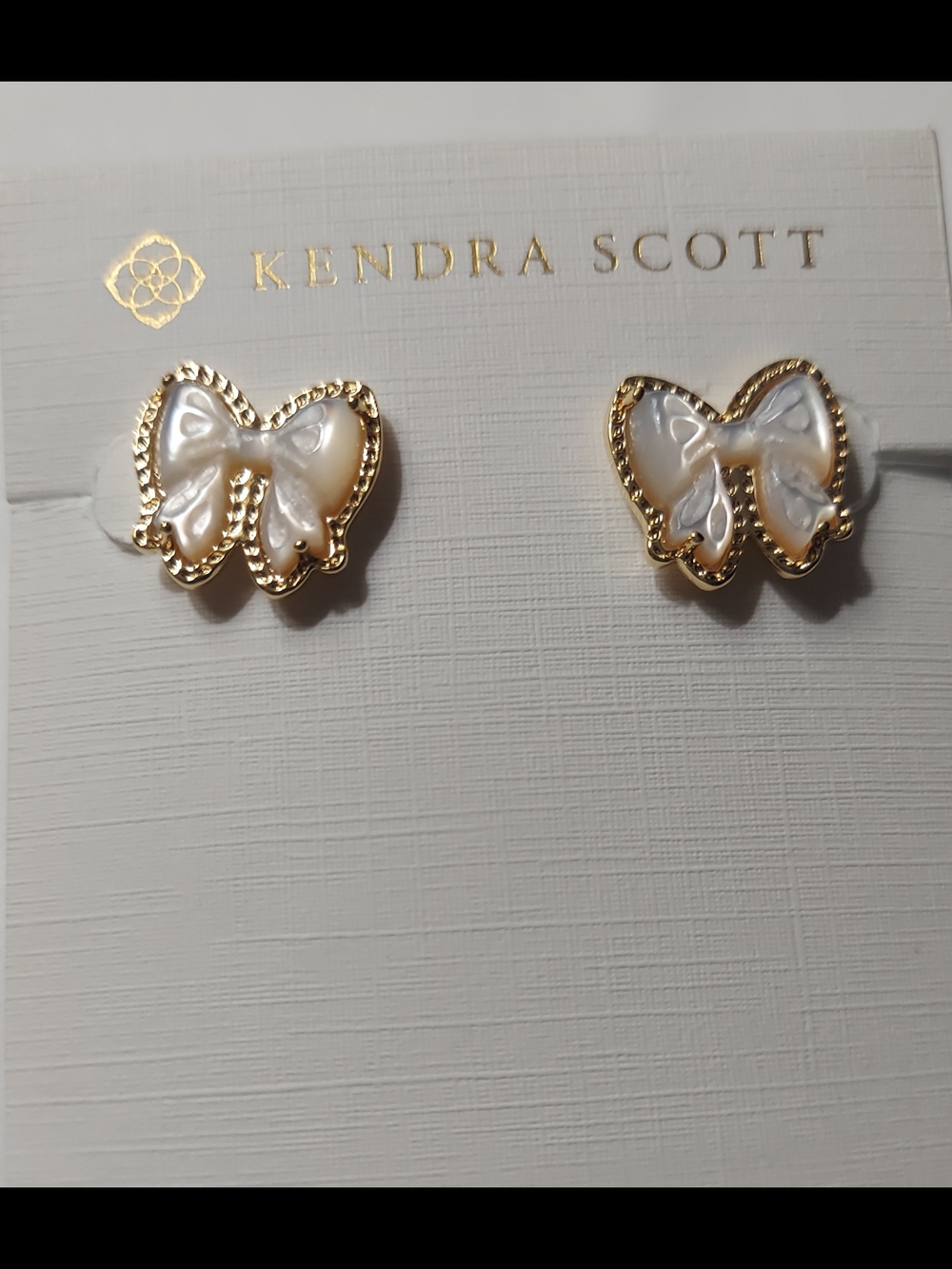 Kendra Scott Pearl Butterfly Studs in Gold and White - Picture 2 of 3